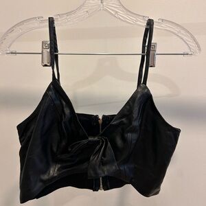 Privy Black faux Leather Crop Top